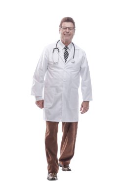 Kendine güvenen terapist, öne çık. bir beyaz üzerinde izole