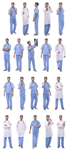 一排排站着的各种医生的拼贴 — 图库照片