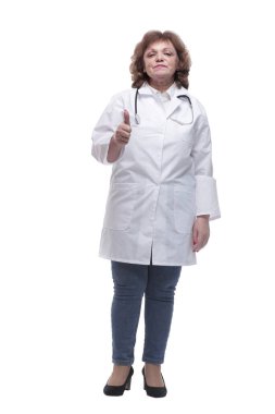 Tam gelişim. Steteskoplu nitelikli bir kadın doktor.