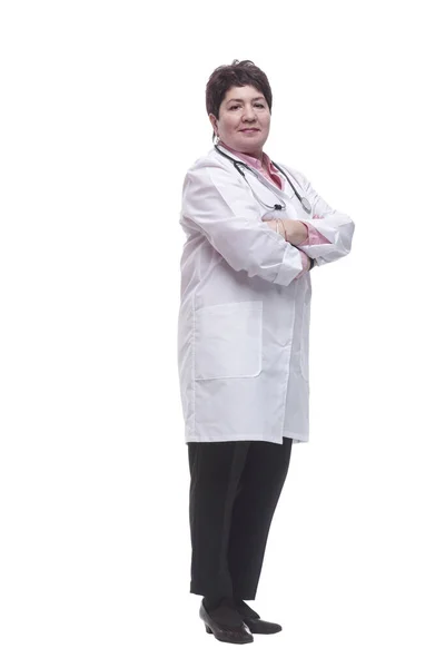 W pełnym wzroście. żeński lekarz ze stetoskopem — Zdjęcie stockowe
