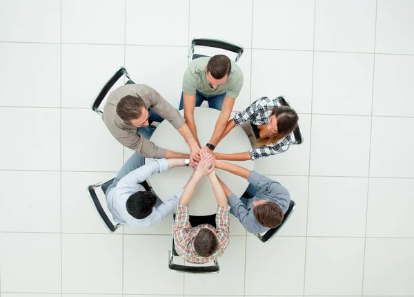 Top view.single business team sitting at the round table — Stock Photo, Image