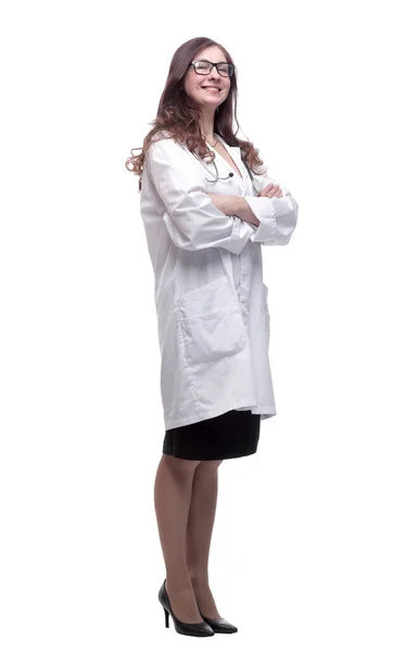 Friendly doctor looking at the camera . isolated on a white — Stock Photo, Image