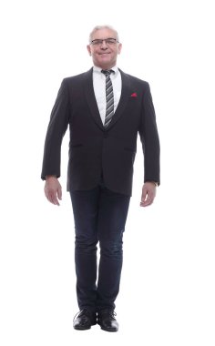 Tam gelişim. Gülümseyen iş adamı kameraya bakıyor.