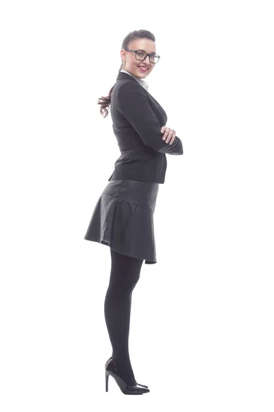 Side view. confident business woman looking at the camera — Stock Photo, Image