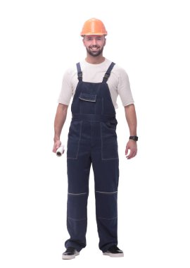 Tam gelişim. Çizimleri olan yetenekli bir işçi.