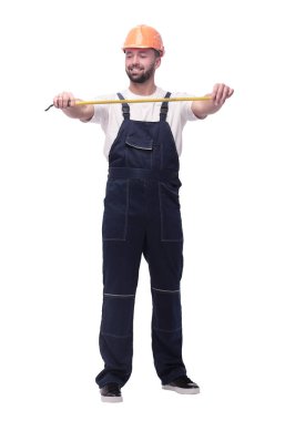 Tam gelişim. İnşaat mezurası olan adam geliştirici