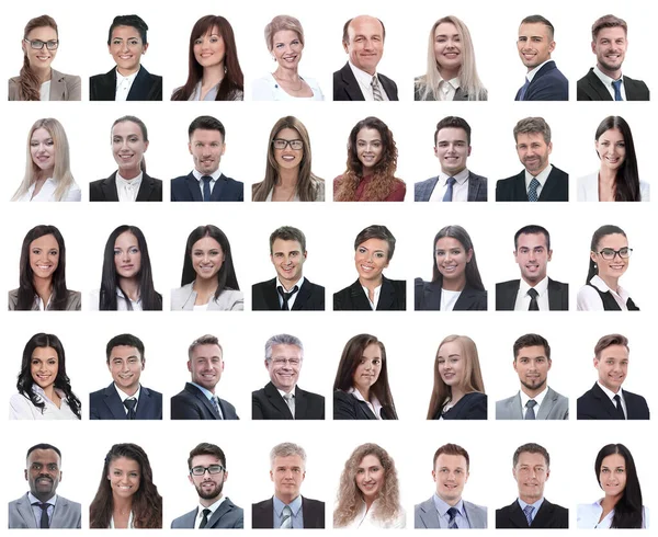 Collage of portraits of business people isolated on white — Stock Photo, Image