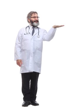 Dost canlısı doktor onaylıyor. bir beyaz üzerinde izole