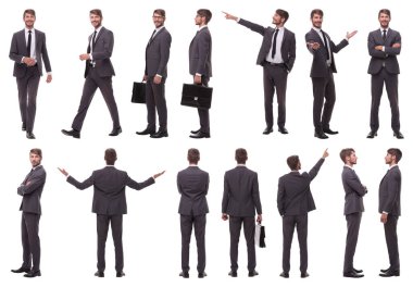 Başarılı bir iş adamının çeşitli fotoğraflarının kolajı.