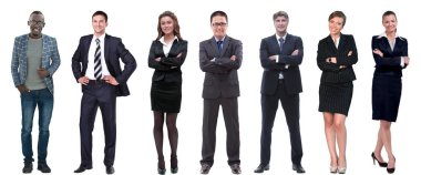 Sıraya dizilmiş çeşitli iş adamlarının kolajı