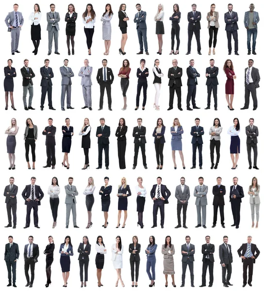 Collage di giovani imprenditori in piedi in fila. — Foto Stock