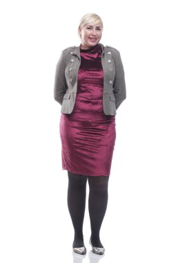 .Kendine güvenen modern kadın kameraya bakıyor.