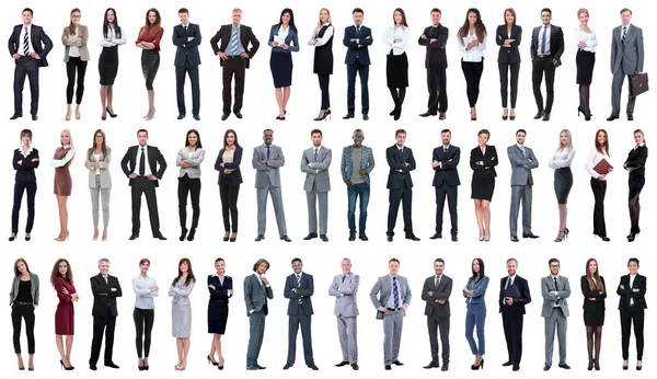 Collage van een verscheidenheid aan zakenmensen die op een rij staan — Stockfoto