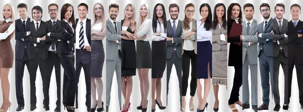 Panoramatická koláž skupiny úspěšných mladých podnikatelů. — Stock fotografie