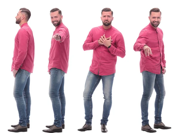 Collage van foto 's van een modieuze man in jeans. — Stockfoto