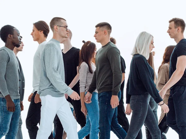 In full growth. diverse young people walk past each other — Stock Photo, Image