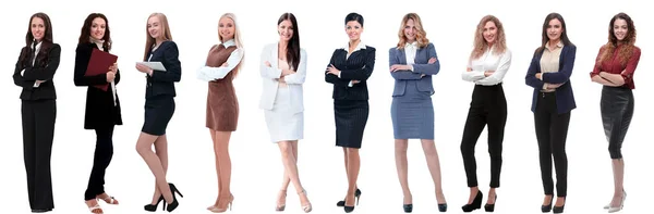 Collage panoramique d'un groupe de jeunes femmes d'affaires prospères . — Photo