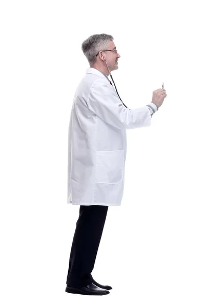 Doctor with the stethoscope is ready to work. isolated on a white — ストック写真