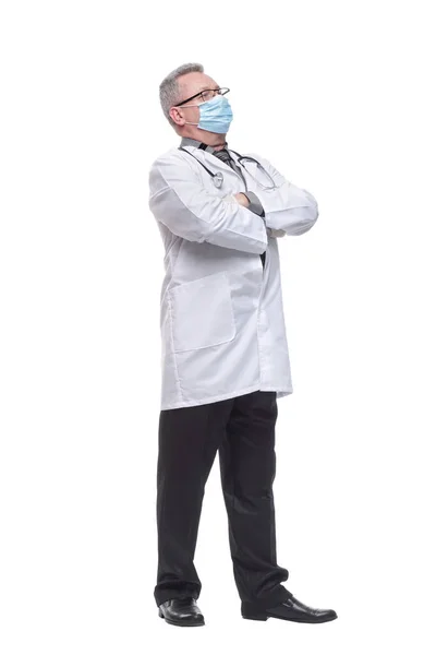 Zijaanzicht van arts met beschermend gezichtsmasker — Stockfoto