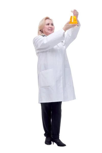 Young female scientist working with liquids in laboratory — Stock Photo, Image