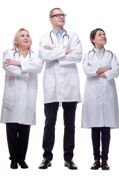 Confident doctors team looking at camera and keeping arms crossed — Stock Photo, Image