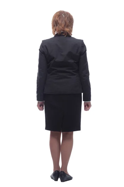 Middelbare leeftijd zakenvrouw dragen elegante pak over geïsoleerde witte achtergrond — Stockfoto