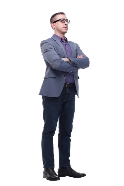 Foto de un atractivo hombre de negocios sonriendo sobre un fondo blanco. —  Fotos de Stock