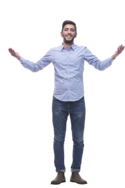 Çekici genç adam seni açık ellerle selamlıyor..