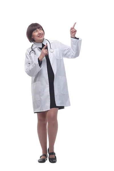 Medico medico donna che punta nella giusta direzione. — Foto Stock