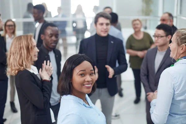 Business colleagues making small talk in their break