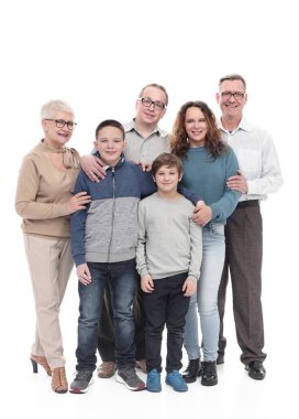 Tam gelişim. Mutlu büyük bir ailenin portresi..