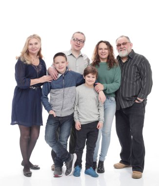 Tam gelişim. Mutlu büyük bir ailenin portresi..