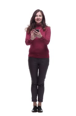 Tam gelişim. E-posta okuyan sıradan bir genç kadın..