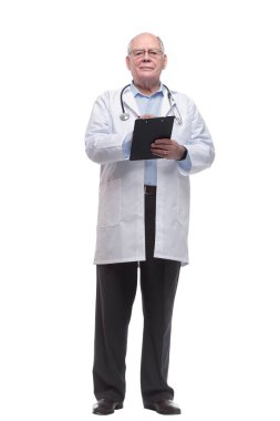 Tam gelişim. Elinde dosya olan kıdemli terapist.