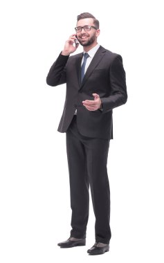 Tam boy. Endişeli iş adamı. beyaz üzerine izole