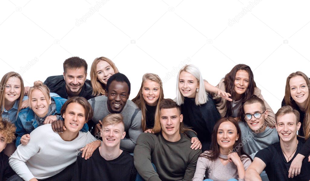 big group of friends hugging each other