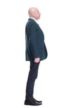 Çekici bir iş adamı sana bakıyor. beyaz arkaplanda izole edilmiş.