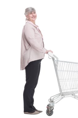 Alışveriş arabalı yaşlı kadın sana gülümsüyor..