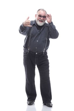 Tam gelişim. Gözlüklü gülümseyen adam başparmağını kaldırıyor.