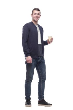 Kahveli gülümseyen adam. bir beyaz üzerinde izole