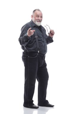 Tam gelişim. Kendinden emin yaşlı adam seni işaret ediyor.