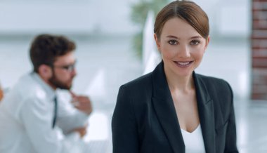 Yakın plan. Başarılı bir iş kadınının yüzü..