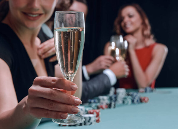 young beautiful woman playing in casino