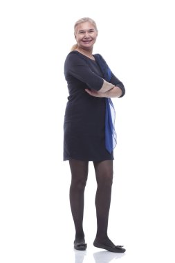 Tam gelişim. Siyah elbiseli sıradan bir yetişkin kadın.