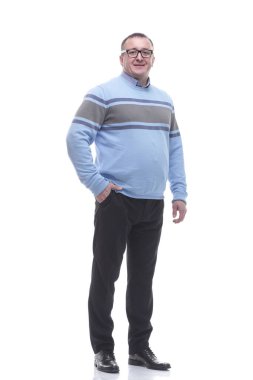 Tam gelişim. Günlük giysiler içinde olgun bir iş adamı.