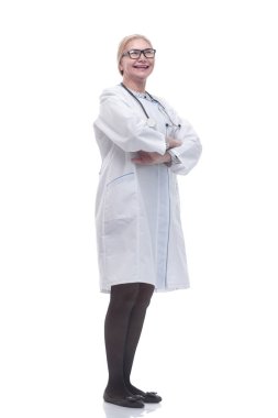 Tam gelişim. Dost canlısı kadın doktor sana bakıyor.