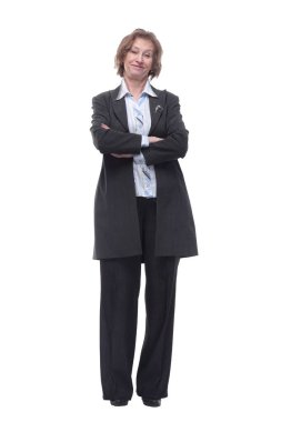 Mutlu, kendinden emin, yaşlı ve mutlu bir kadın.