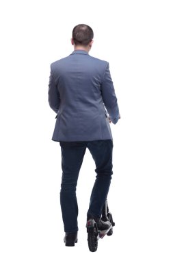 Keyifli, gülümseyen bir adamın arka manzarası.