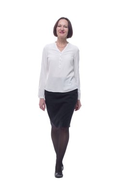 Kendine güvenen iş kadını seni işaret ediyor. .yalıtılmış beyaz arkaplan.