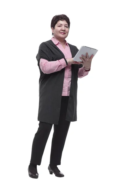 Full length . adult woman with a digital tablet — Stock Photo, Image